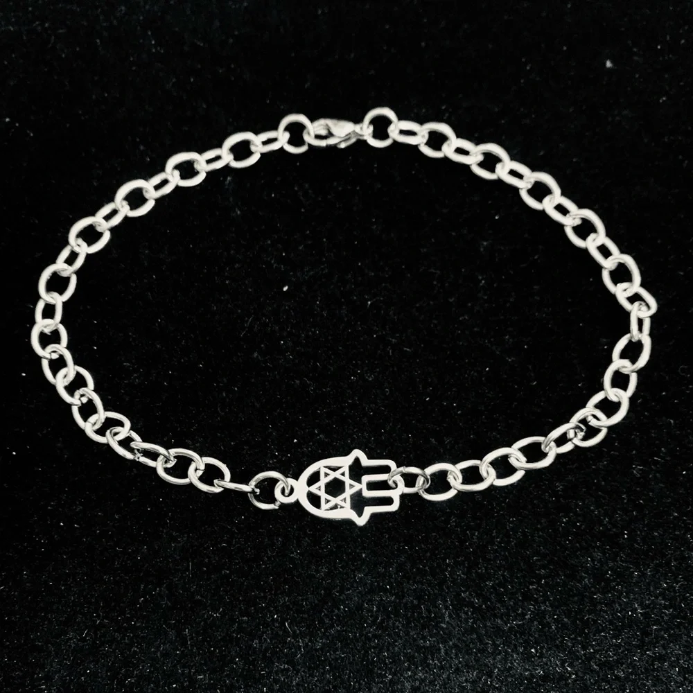 Men’s Hamsa Hand/Star of David chain bracelet